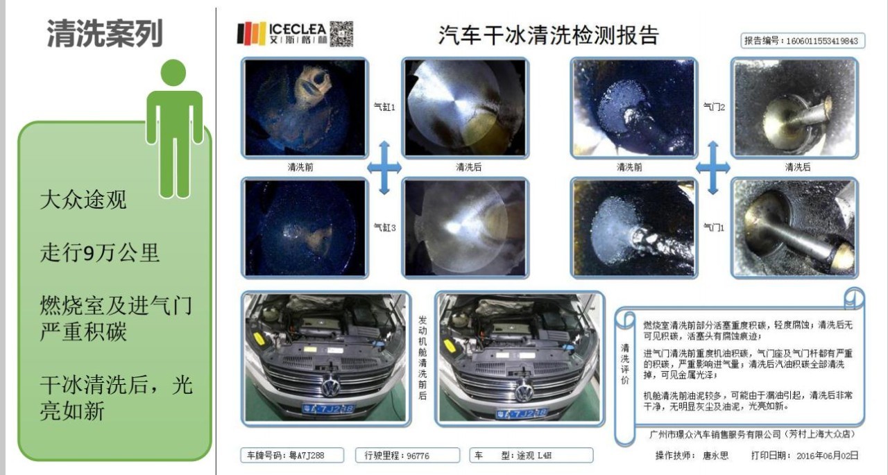 每一位来做清洗的车主,都会得到一份清洗报告"干冰清洗"详细咨询报名