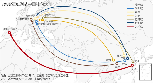 中欧班列线路图