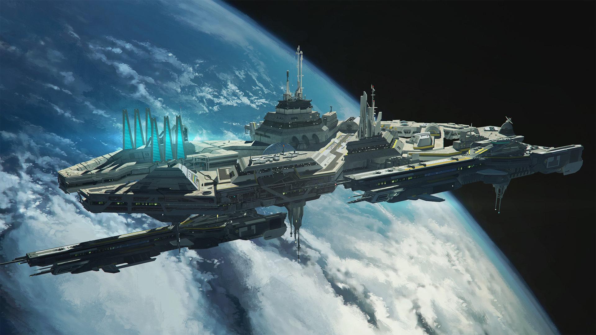 未来地球帝国体型庞大的宇宙战舰还有轰天航母是不是很强大?