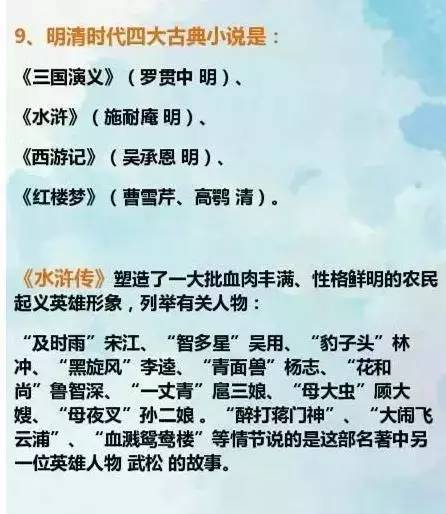 拉分必备:现代+古代两大类必考文学常识,中考