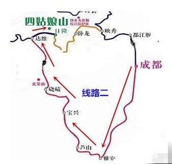 周边春游推荐:成都租车自驾四姑娘山旅游地图