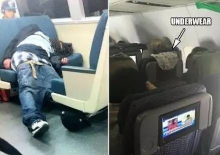 还有在飞机上脱裤子躺下睡觉的.