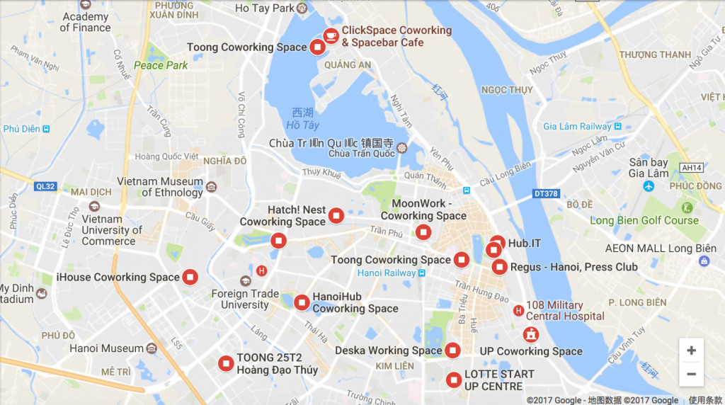 在越南首都河内,大部分联合办公空间都是围绕西湖和还剑湖而建——图片