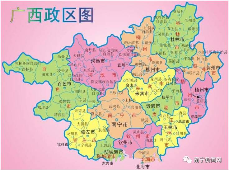位于中国华南地区西部,从东至西分别与广东,湖南,贵州,云南接壤,南濒图片