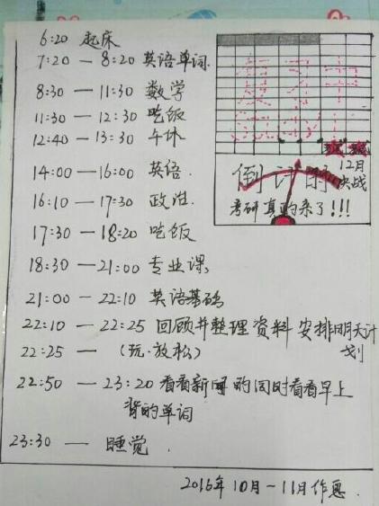 初三学霸作息时间表