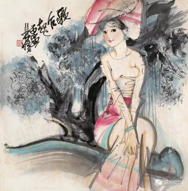 林墉国画作品花季少女