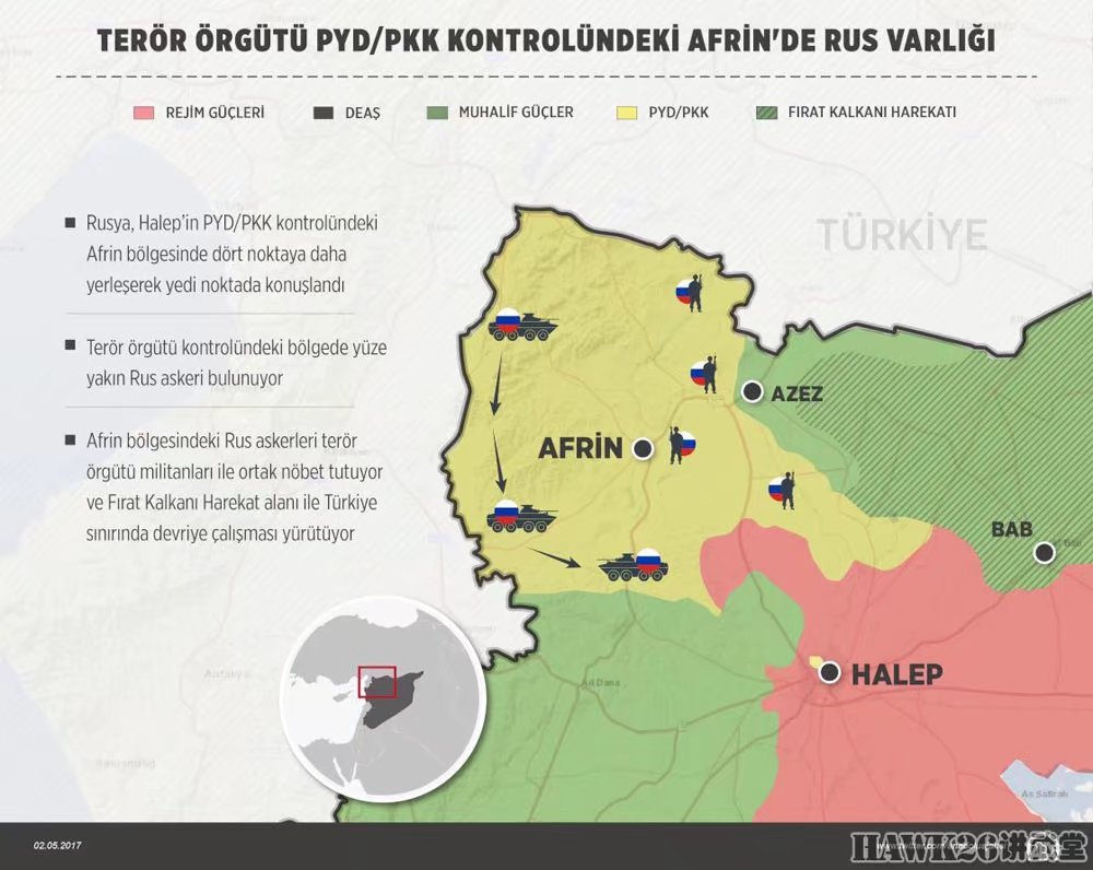 俄罗斯军队进驻阿夫林州标志着库尔德武装与俄罗斯和叙利亚政府达成