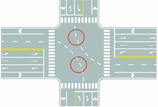 四,双白虚线   双白虚线一般用于减速标线,通常出现在出口匝道