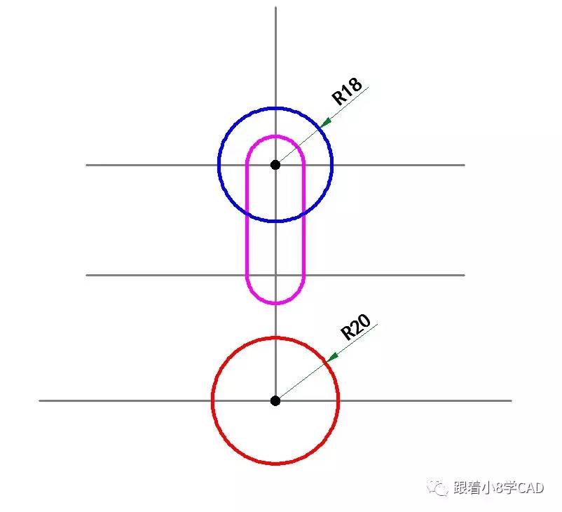 step4,捕捉象限点绘制相切线.