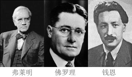 弗莱明,钱恩,佛罗理共同获得了诺贝尔医学和生理学奖(网络图)1935年