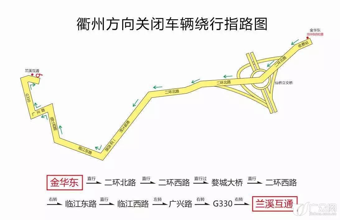 然后右转进入330国道,然后一路直行就能看到兰溪入口啦!