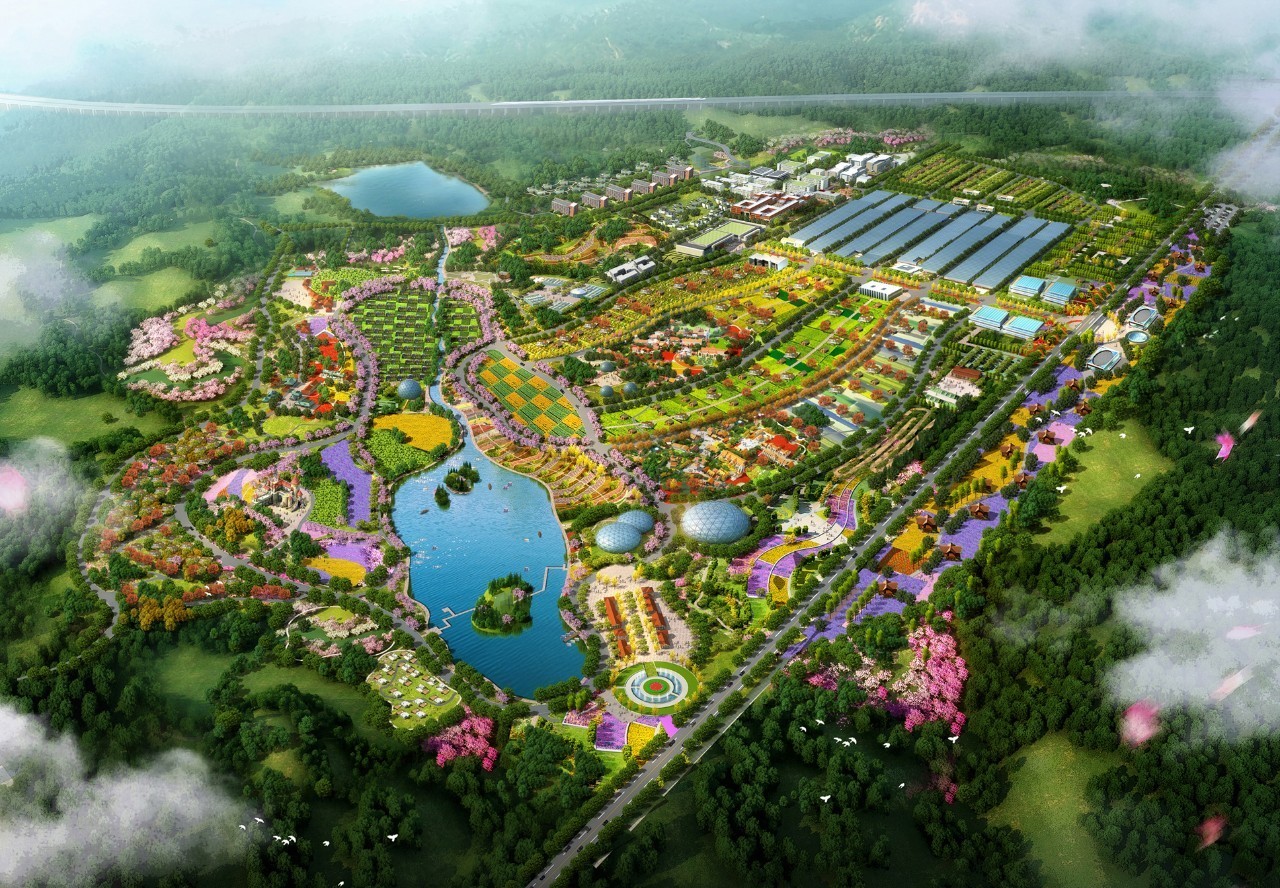 图为:位于湖北省武汉市江夏区五里界的武汉花卉博览园,已确定规划蓝图