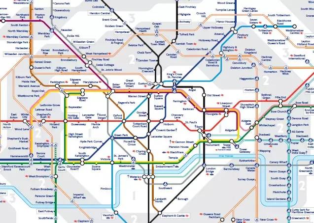 全世界地铁地图设计的祖师爷 1863年英国伦敦第一条地下铁开始营运.