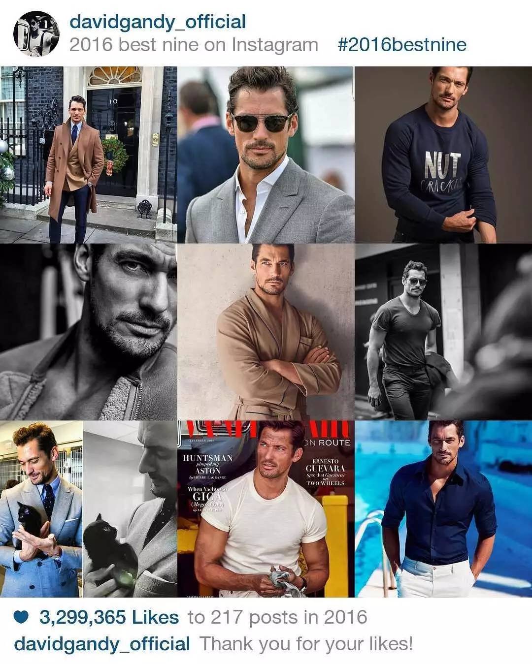 男神david gandy instagram 最多点赞的一百张照片