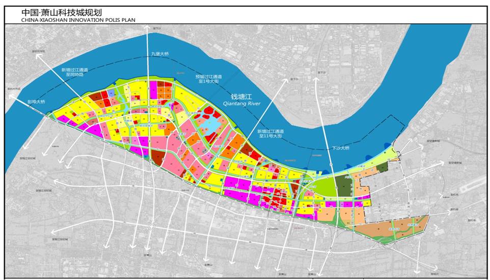 城开发建设框架,实现科技城与周边钱江世纪城,杭州空港新城的互联互通