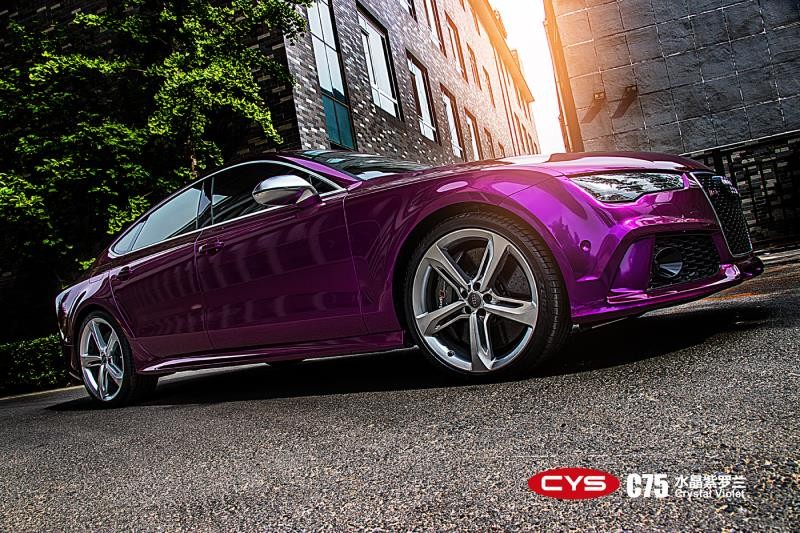 奥迪RS7水晶紫罗兰车身改色征服了我的眼睛和心跳