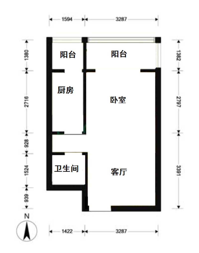 46㎡一居室,巧妙改造后不仅双阳台还有干湿分离