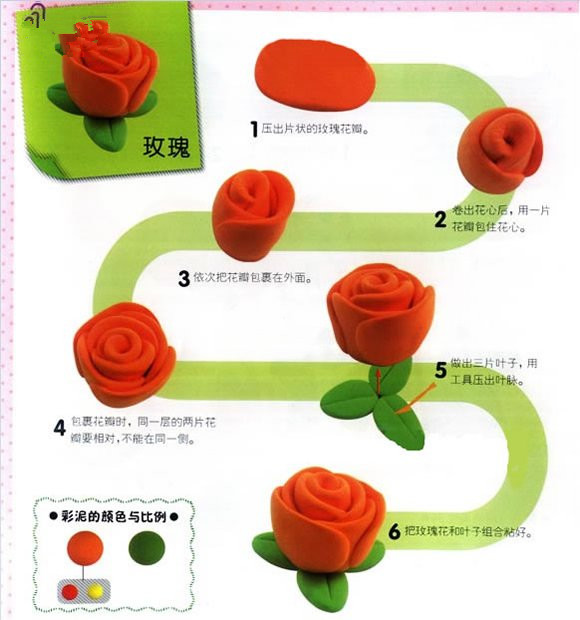 手工材料橡皮泥做玫瑰花的教程,看起来真的很漂亮,而且步骤也简单易懂