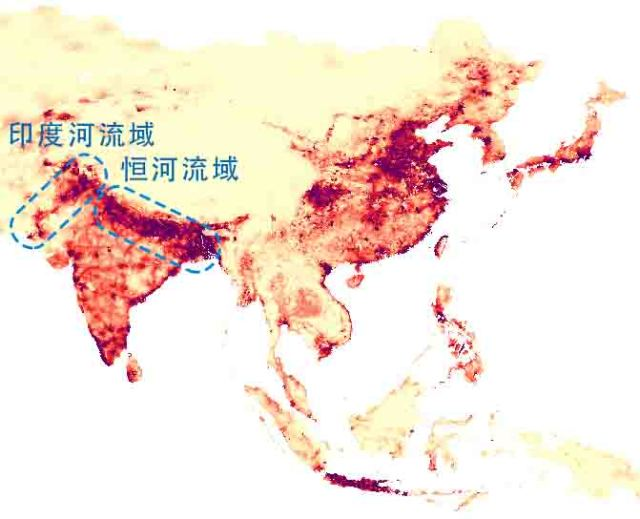 亚洲人口最密集_...图中显示人口最密集的亚洲地区,人口密集区主要位于内地城