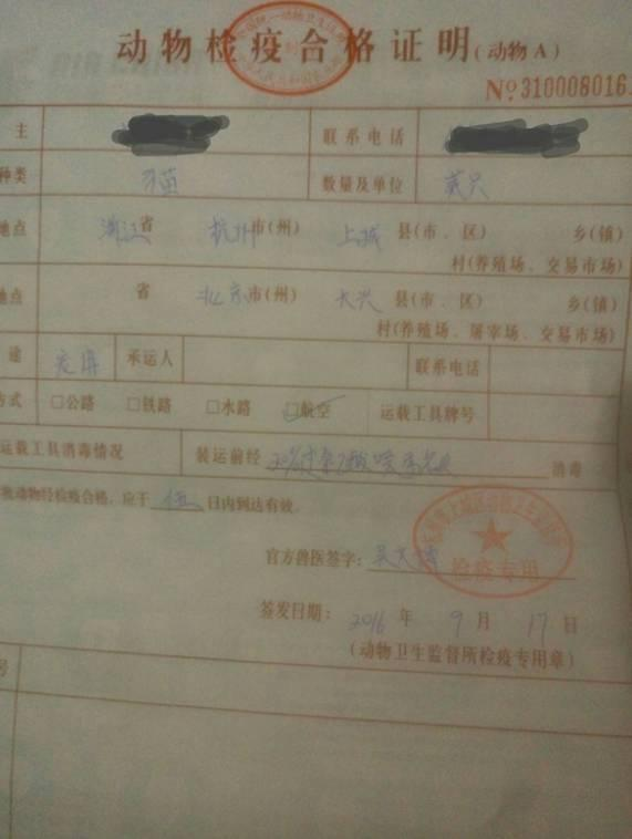 带上托运申请单,检疫合格证和狗子去机场大厅值机处办理后会给你一张