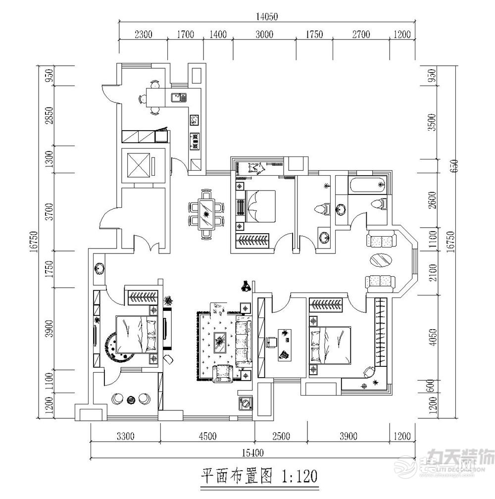 200平米新中式四居解决狭长走廊浪费空间问题