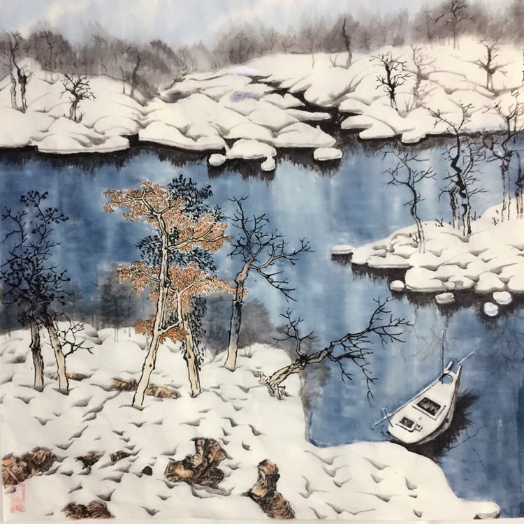 作品2 《风雪夜归人》 尺寸:68cmx68cm