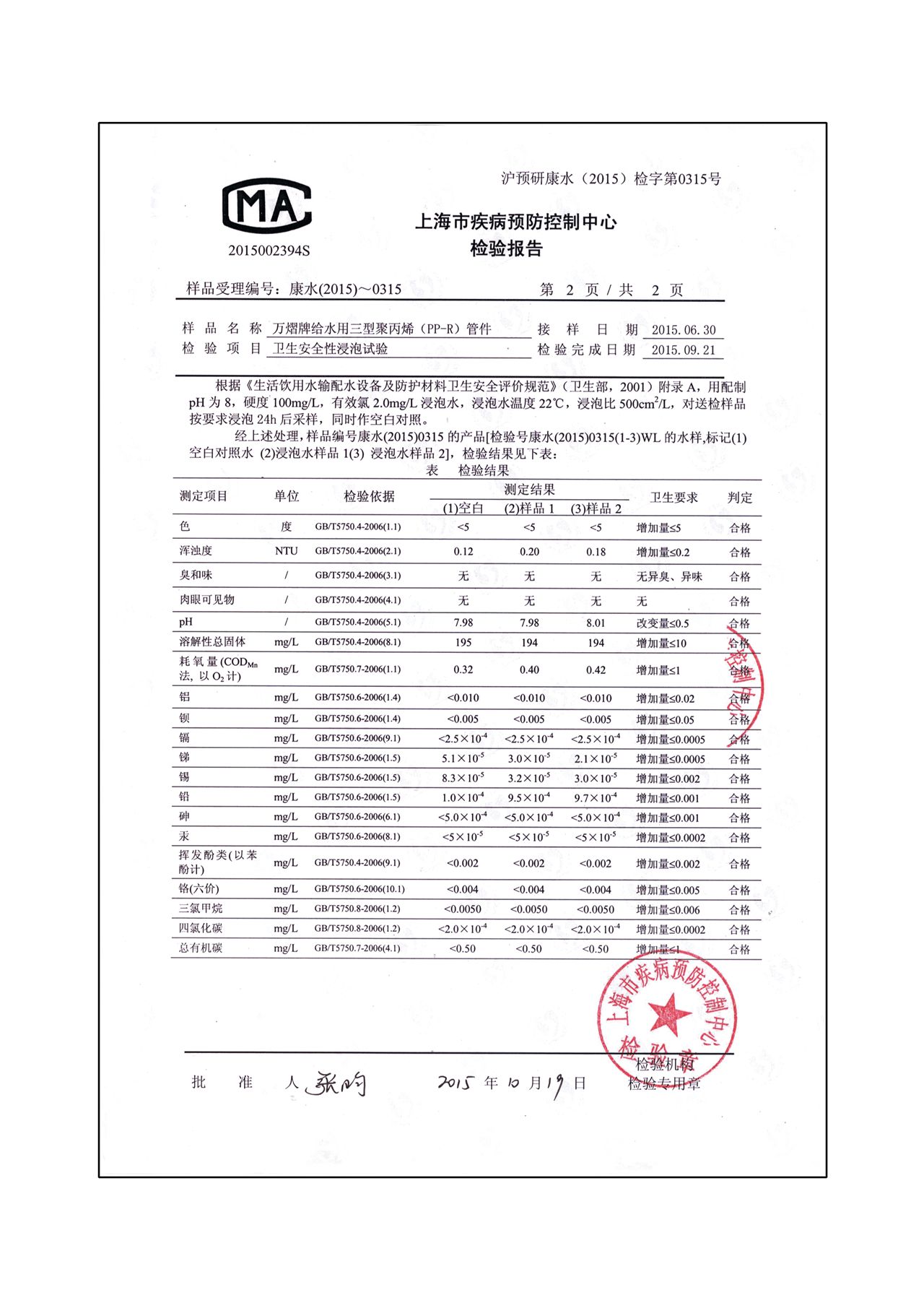 科普 正文  万熠ppr管的化学检测报告 万熠在德国有超过40多年的经验