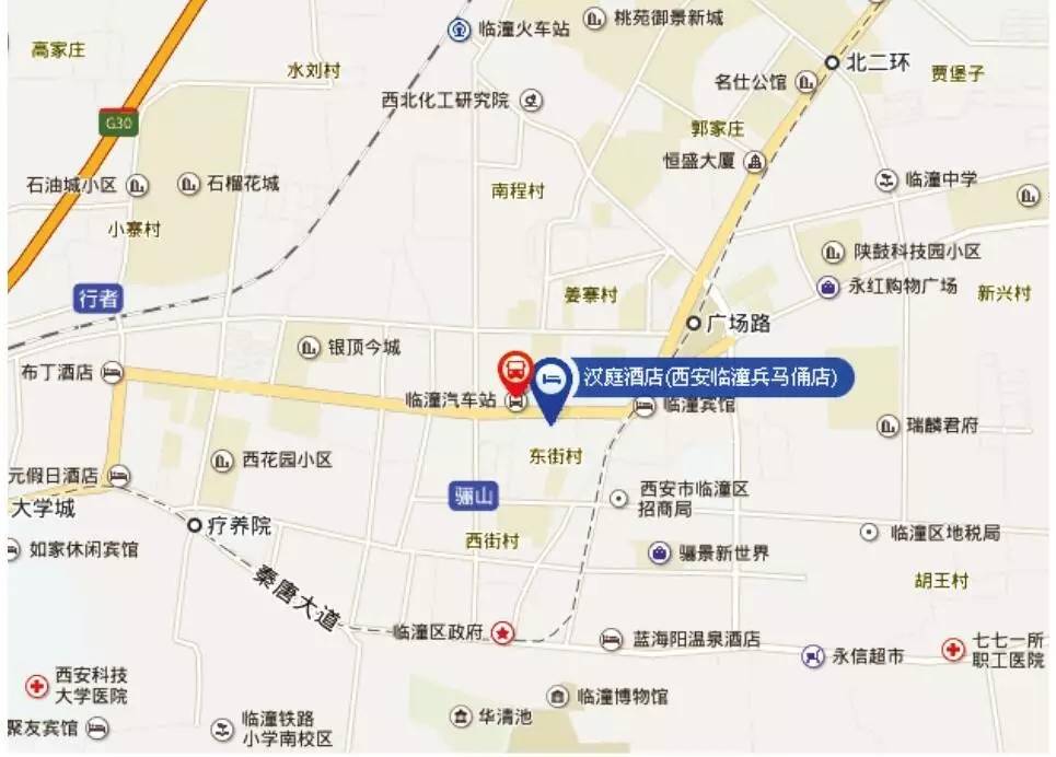 地处临潼区人民东路(108国道),邻近临潼汽车站,有直接到机场的大巴图片