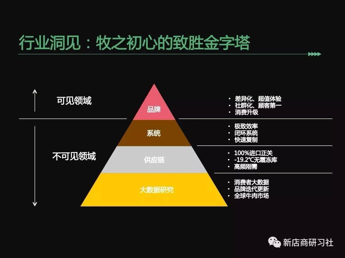 金字塔是由品牌,系统,供应链,大数据四个层面组成.