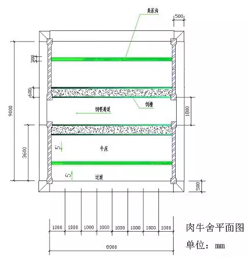 养牛场建设方法(牛舍建设图纸及相关数据)