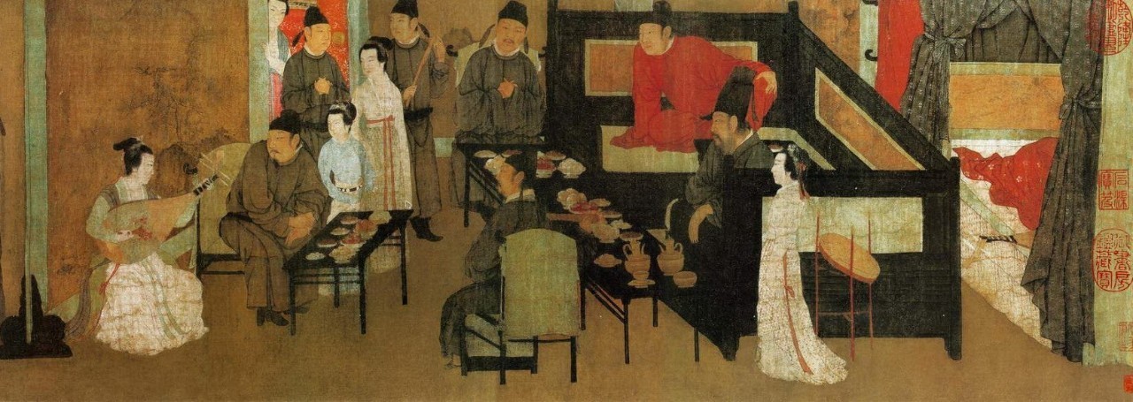 在后唐最著名的画作《韩熙载夜宴图》中, 就描绘了一副唐朝高端宴会