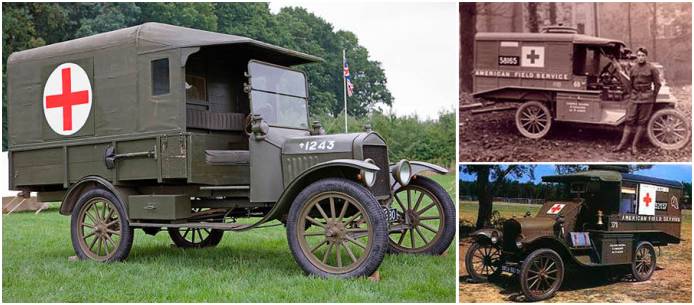 一战时英国和法国使用的1916年款福特t型陆地救护车英国南部综合医院