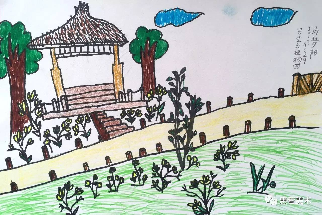 在绘画世界里的快乐 惠营美术学校百大校区植物园写生学生作品欣赏