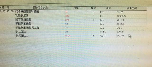 明显升高心肌酶及心肌损伤标志物检查结果血生化检查结果血常规结果