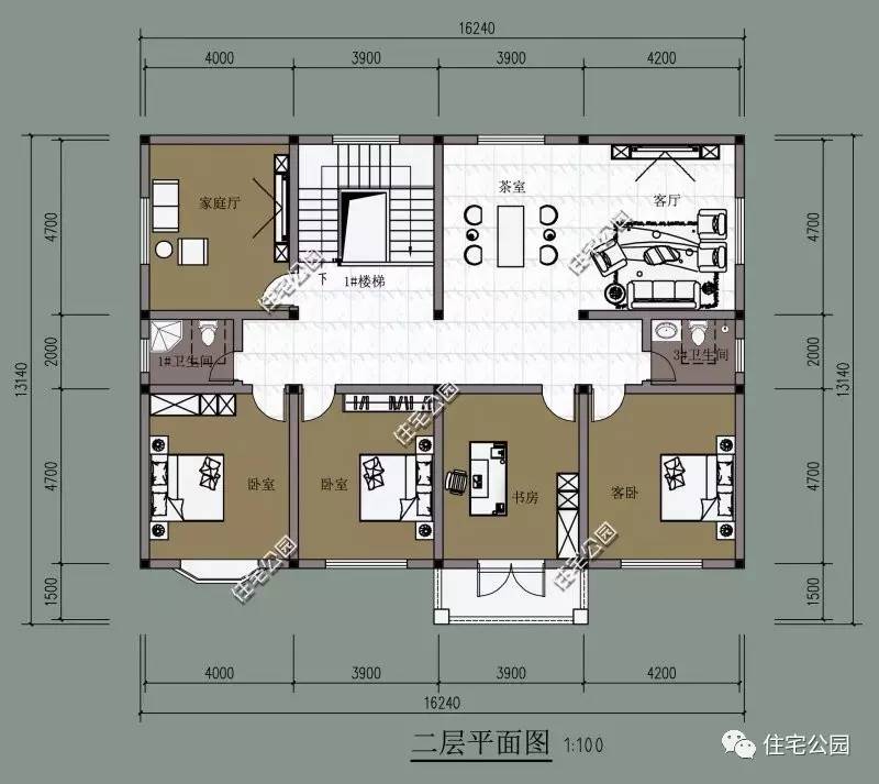 多卧室的设计,适合多人口的大家庭居住,同时也能方便招待客人留宿.