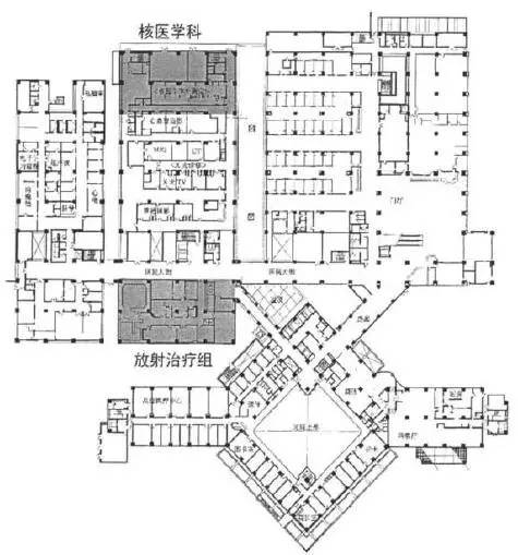 图9为日本国立肿瘤中心放射治疗科及核医学部平面,核医学与放射治疗两