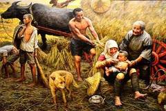 一组中国乡村老油画,童年与故乡