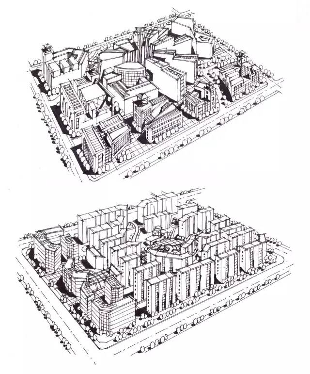 100张建筑鸟瞰手绘