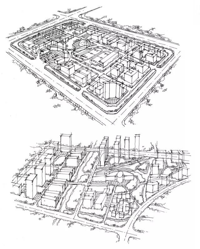 100张建筑鸟瞰手绘