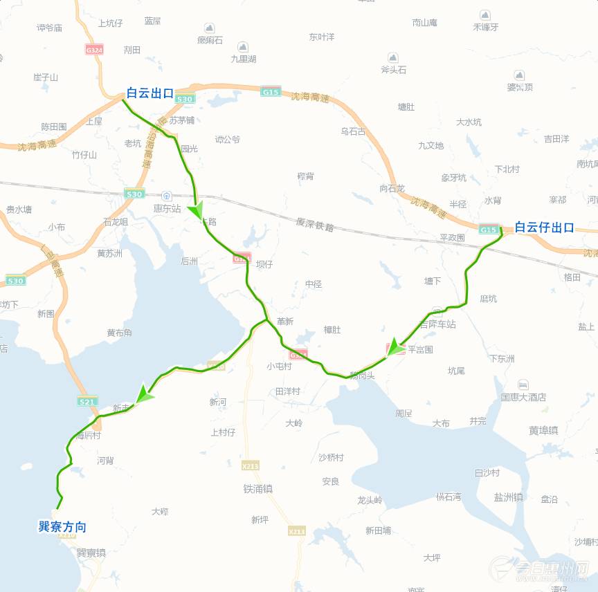 汽车 正文   从博罗收费站下高速,沿217县道-244省道-金龙大道行驶,在