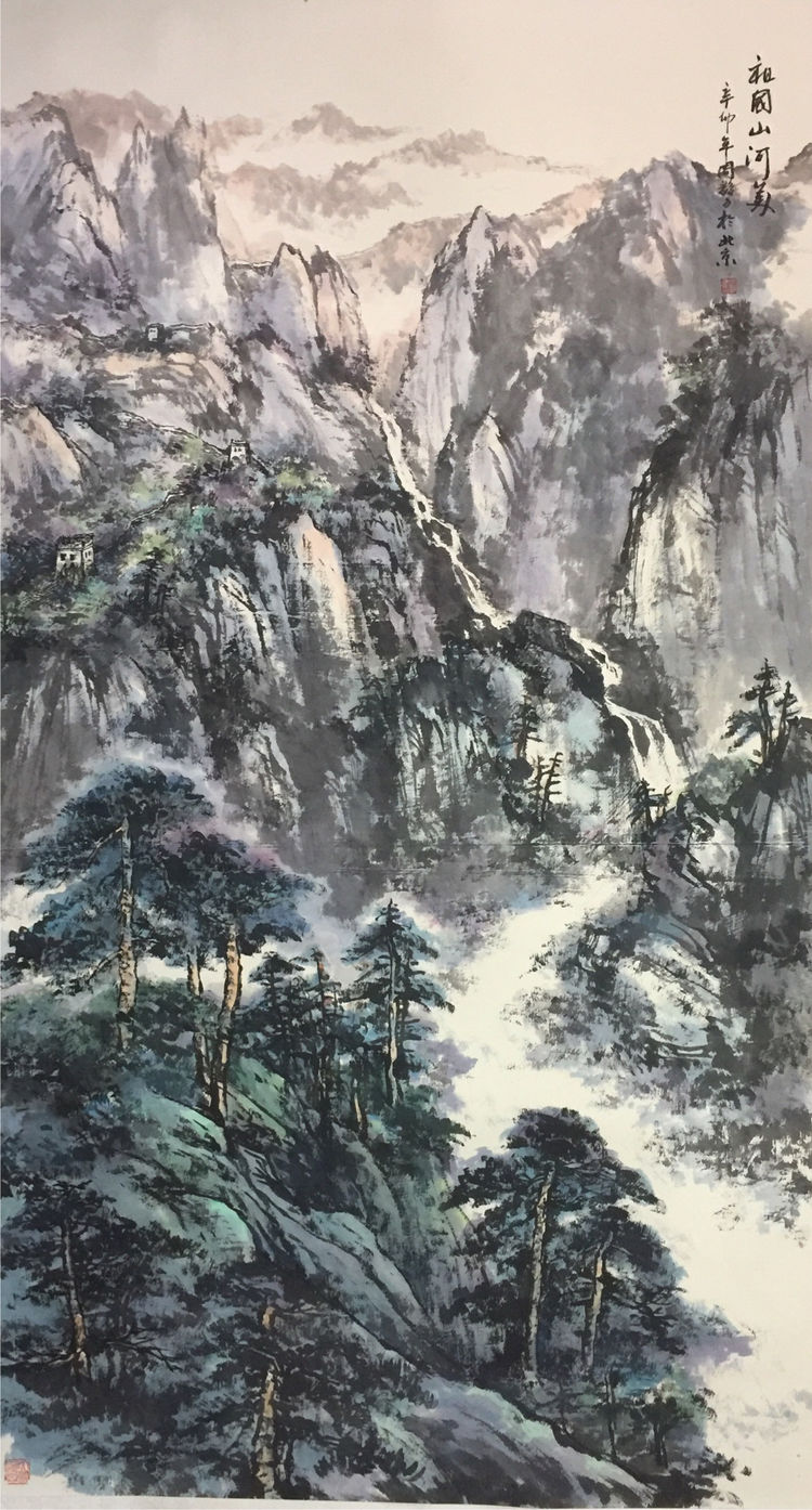 周毅力山水画,我独喜欢那幅华山雄姿