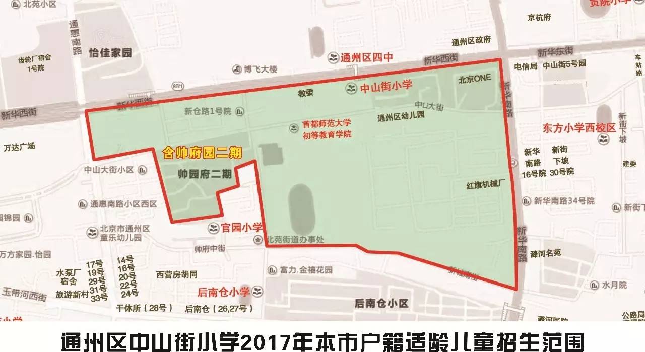 官园小学,后南仓小学,教师研修中心实验学校,临河里小学,潞河中学附属