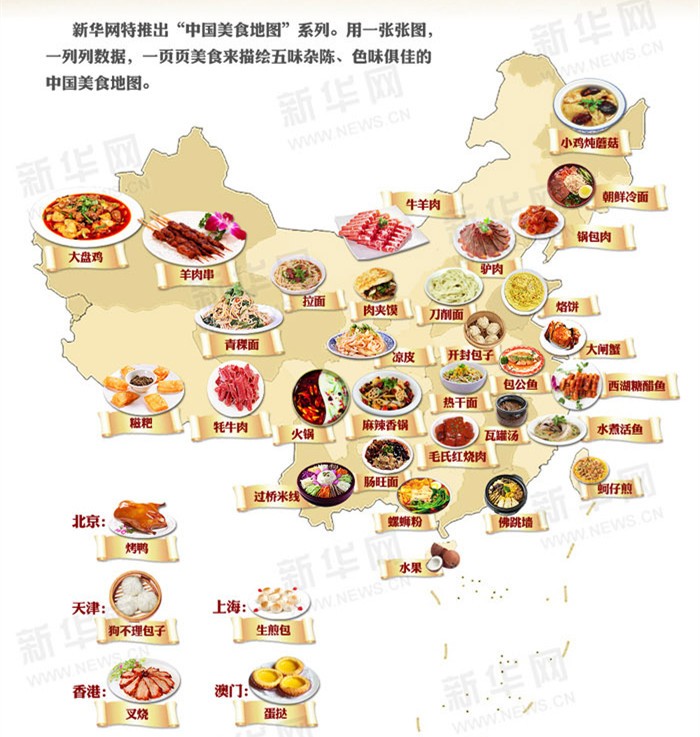 新华网推出的这款"中国美食地图" 里面的美食你都能在八方汇享用得到!