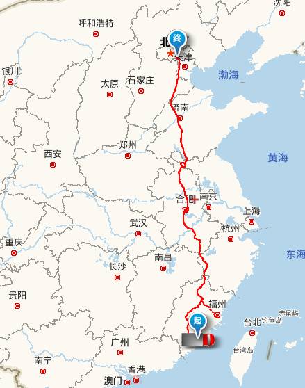 路况全程高速,固定路线运输,福州-北京,全程2100km