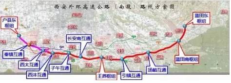 西安外环高速公路(南段)路线方案图