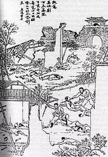 扬州十日插图 1645年(南明弘光元年,清世祖顺治二年)四月,清军调集