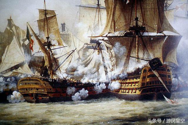 画家描绘的特拉法加大海战场景,然而跟加勒比海没什么关系