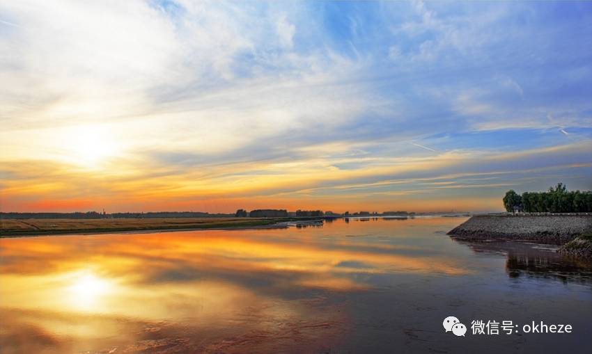 菏泽:夕照黄河,炫美霞光.