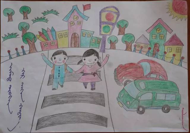 府深中队携手辖区七所学校共同举办庆祝"六一"儿童节交通安全绘画,手