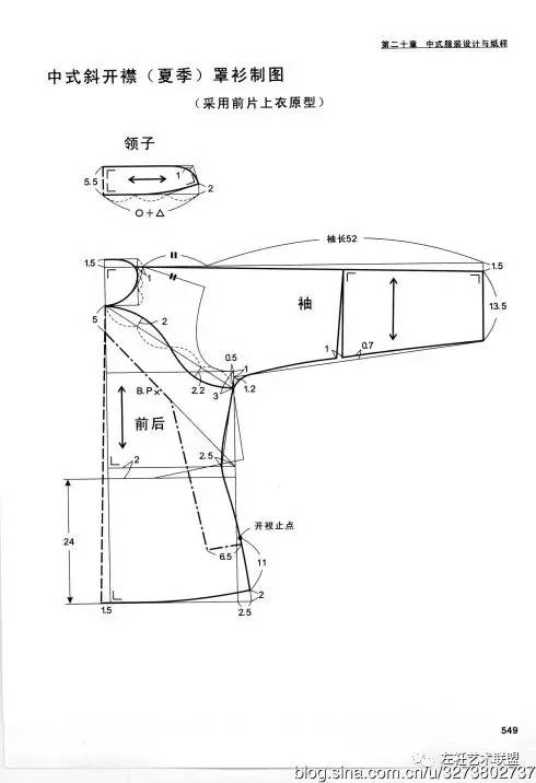 中式服装设计纸样分析与插肩袖的制图手法